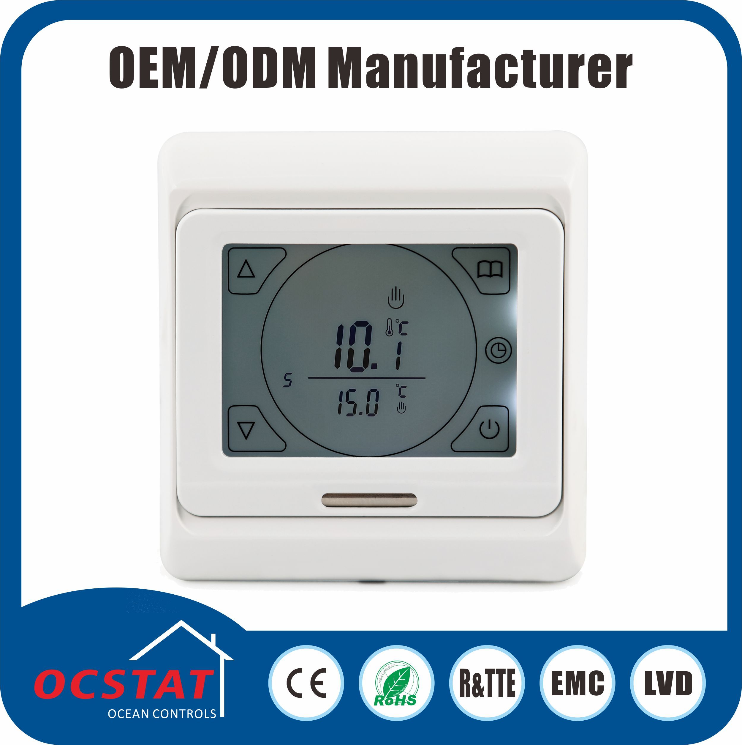 Water Heating Touch Screen 7 Day Programmable 6 Time & 6 Temp Per Day 230V AC Thermostat