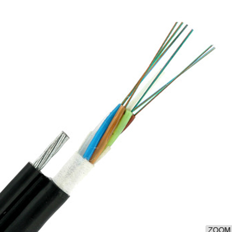 Outdoor Aerial 24 Core Self Supporting Optical Fiber Cable with Stranded Wires Messenger