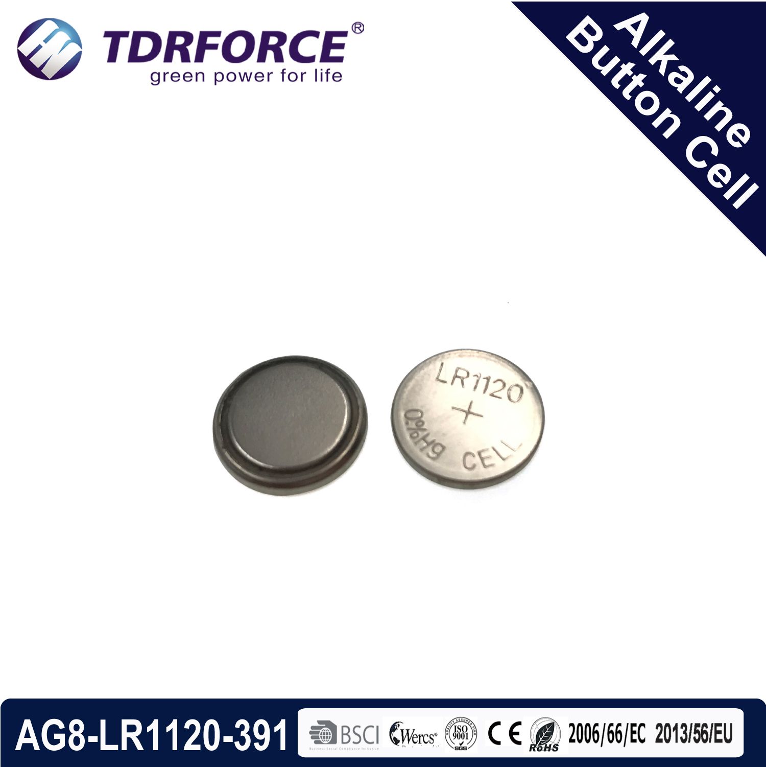 Mercury&Cadmium Free China Factory Bulk Alkaline Button Cell for Watch (1.5V AG8/LR1121/391)