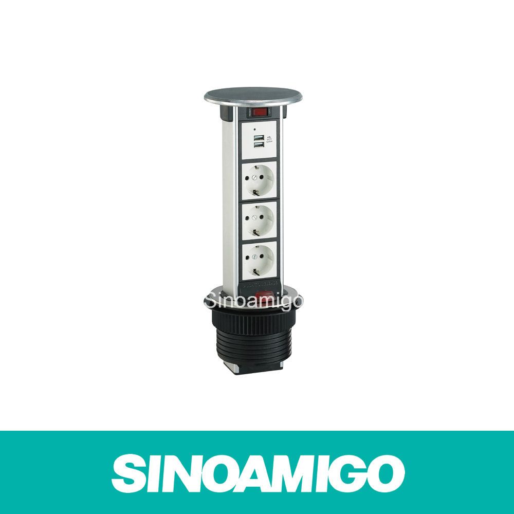 Vertical Pop up Power Unit Desksocket Outlet Tower