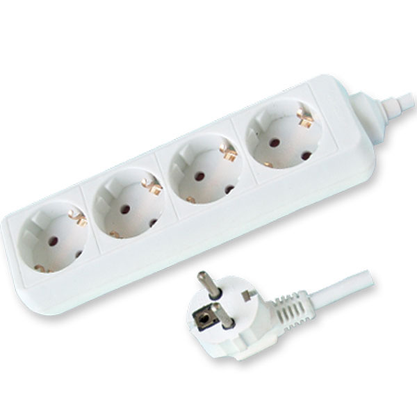 European Power Strip 4 Way Extension Cord Multiple Socket with Switch