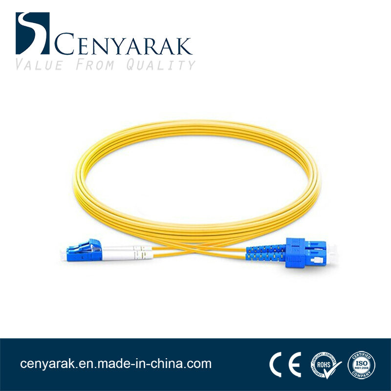 3 Meter Simple-Mode Duplex Fiber Optic Cable (9/125) LC to Sc