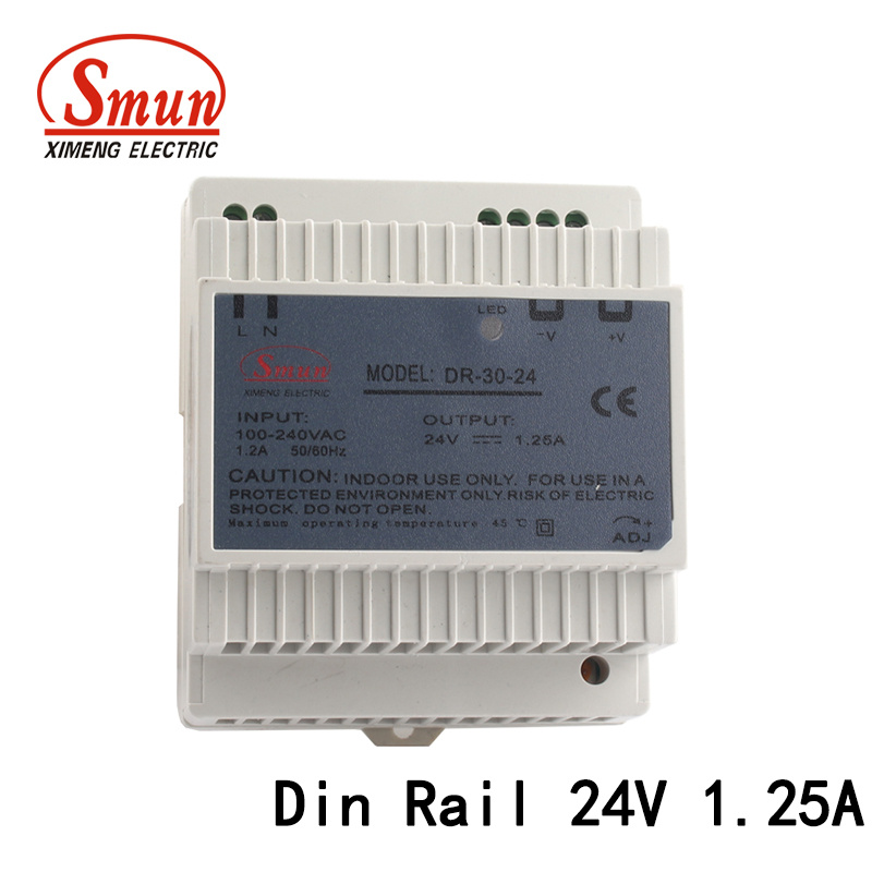 30W 24VDC 1.25A DIN Rail Mounted Switching Power Supply SMPS