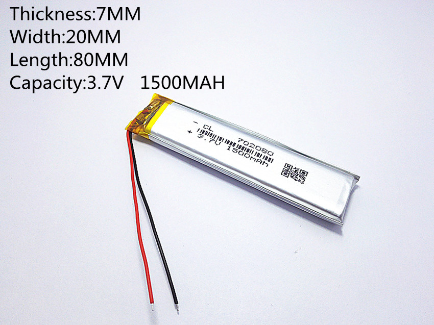 3.7V 1500mAh 702080 Lithium Polymer Battery for PSP Mobile Bluetooth