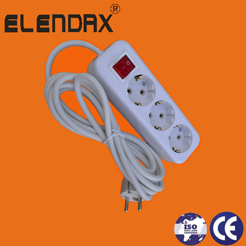 White 3-Way Power Strip with Switch and Cable (E8003ES)