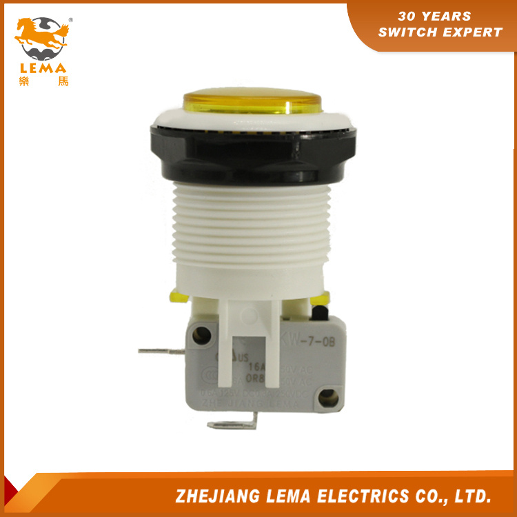 Lema Pbs-001 34mm Yellow Push Button Micro Switch for Game Machine