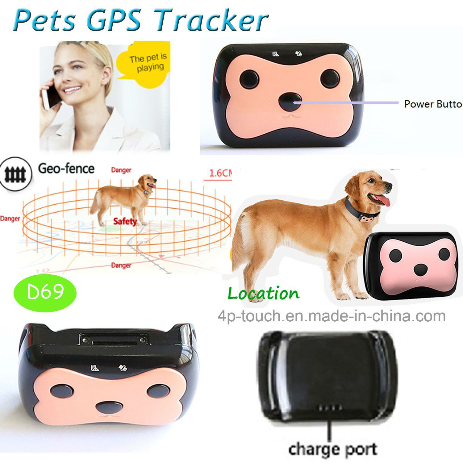 Hot Selling GPS Pet Tracker with Remote Monitoring D69
