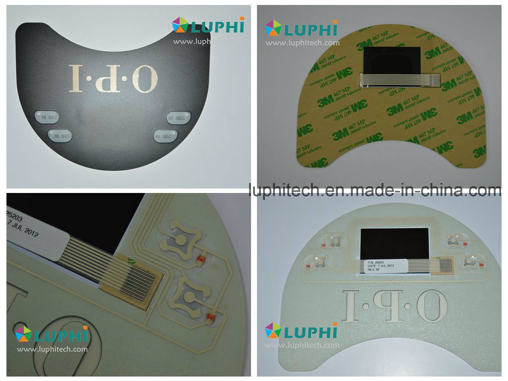 Embossed Buttons Membrane Switch Printed Circuit with LED Backlighting