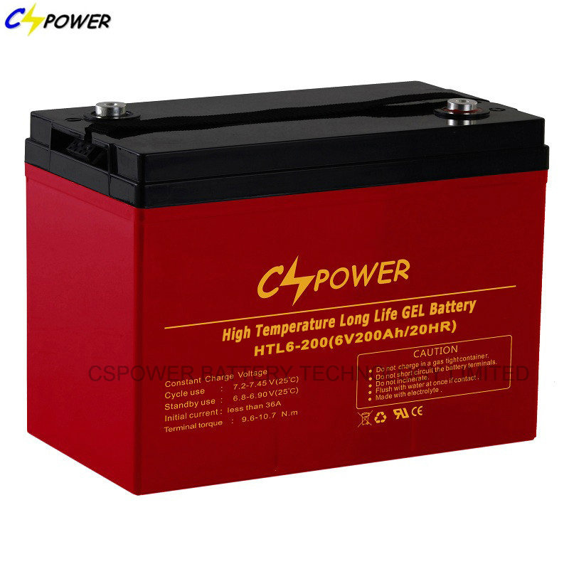 High Temperature Solar Gel Battery 6V200ah for UPS Power