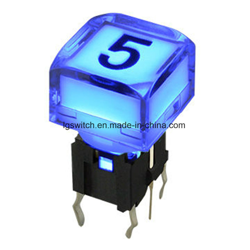Audio Video Device 50mA/12V DC Illuminated Push Button Tactile Switch