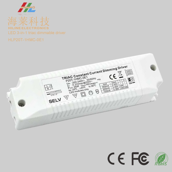 350mA/500mA/700mA Triac Dimmable Driver Constant Current 20W