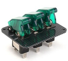12V Green LED Light 3 Toggle Ignition Switch