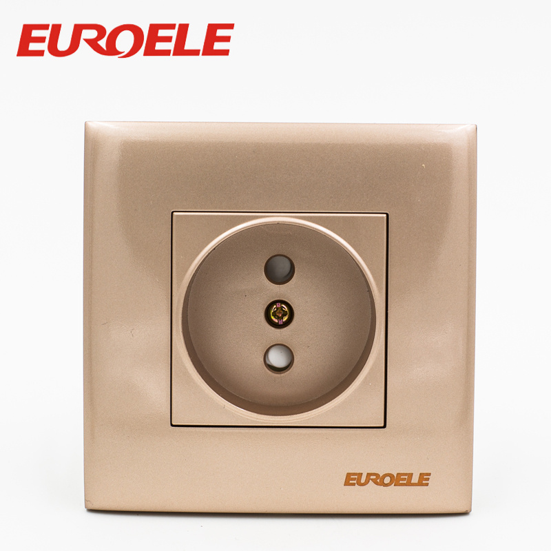 EU Type 86*86mm 250V Champagne Gold Wall Switch Socket