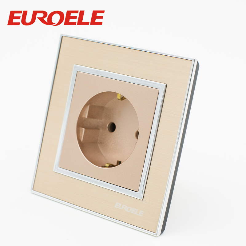 High Quality Gold Color 86*86mm 250V Single Switched Socket