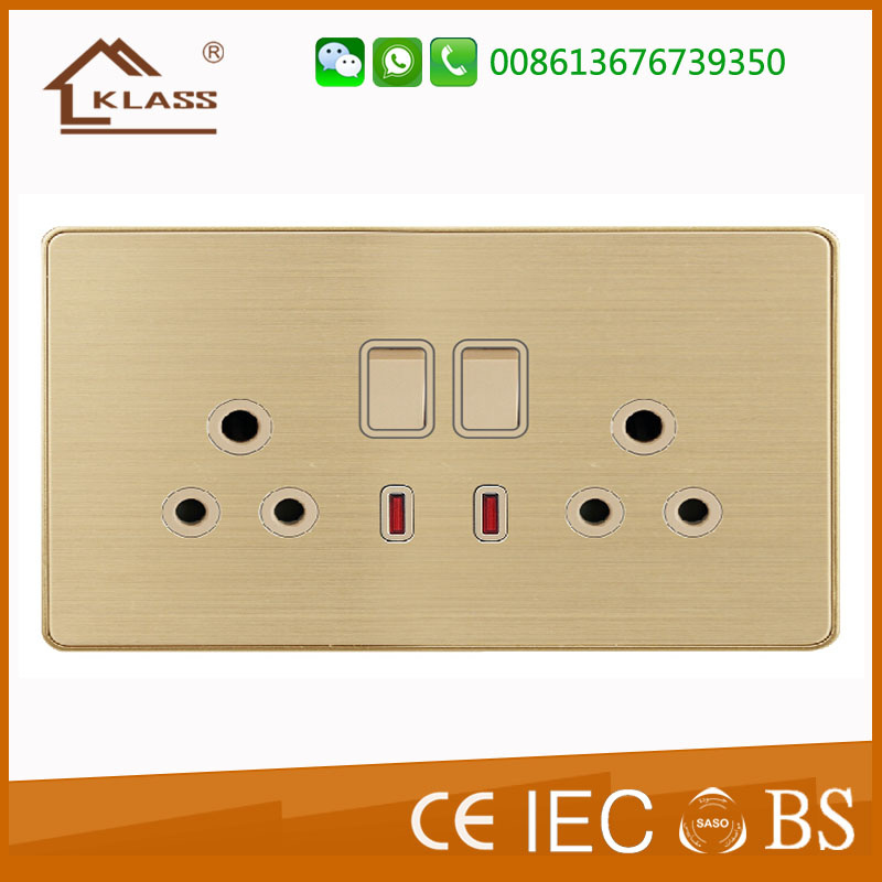 Double 15A 250V British Switched Socket