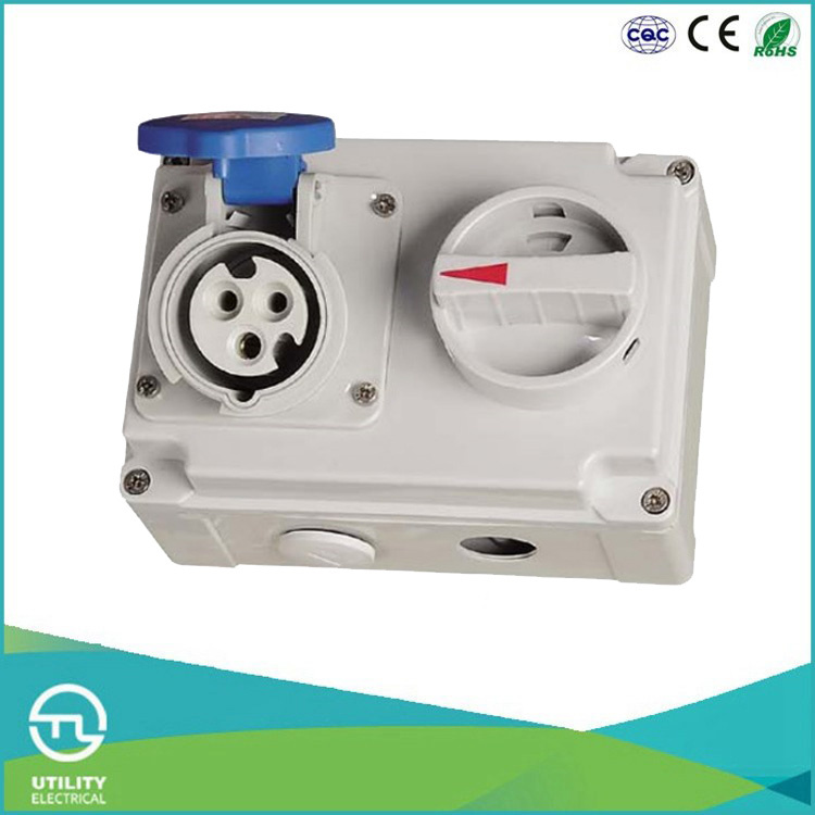 IP44 Female Socket with Switch for Industrial Plugs & Sockets