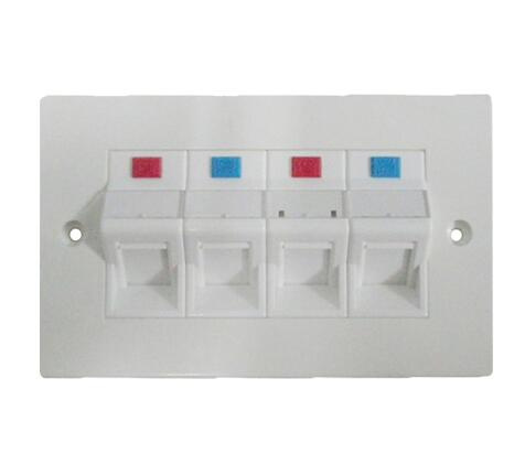 4 Port Flat Type Network UTP Cat5e CAT6 Wall Faceplate