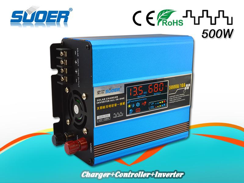 Suoer 500W Built-in Solar Controller 12V Solar Power Inverter with Charger (SUS-500A)