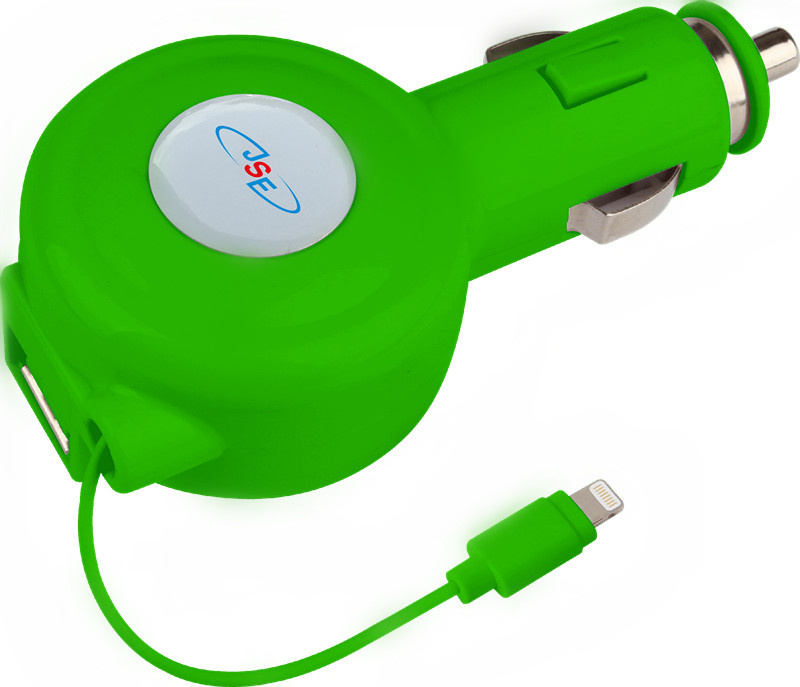 5V 2.1A Car Charger with Retractable Lightning Cable and LED Indictor