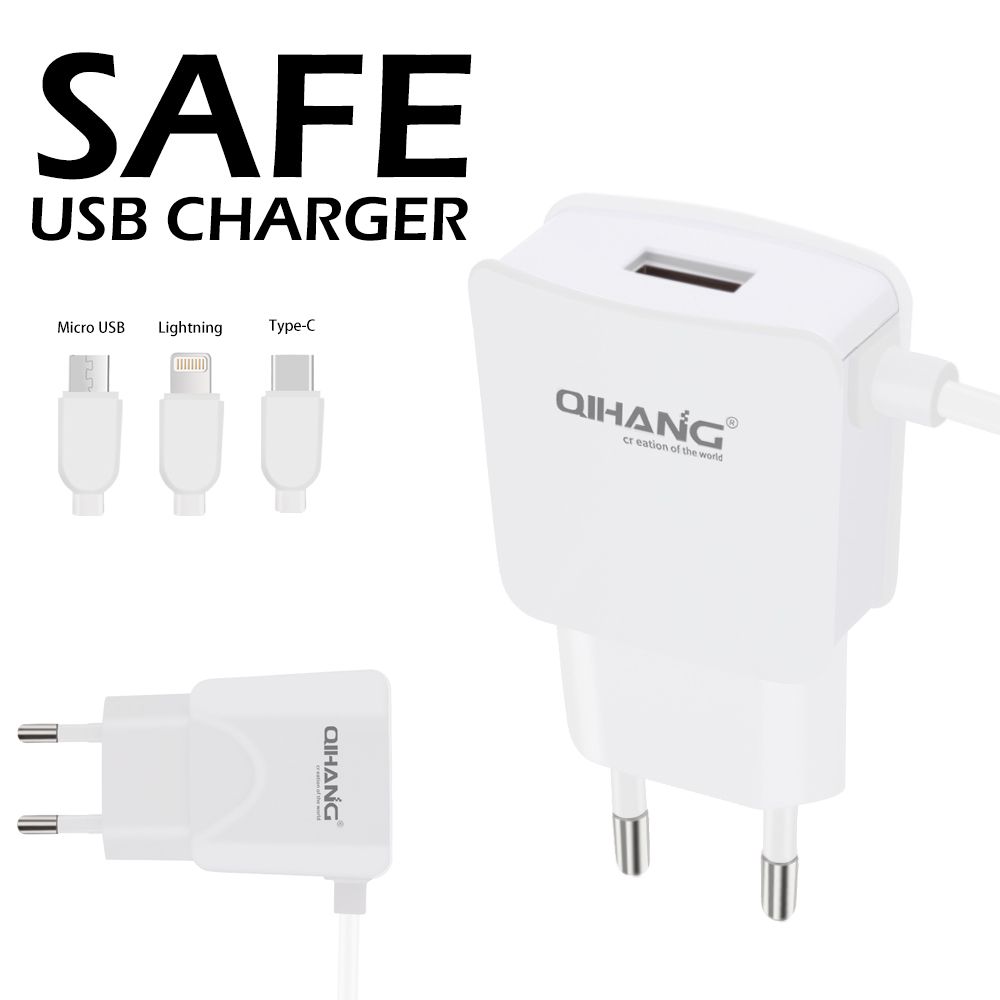 2.1A Fast Mobile Phone Charger with 1.2m Type-C USB Cable