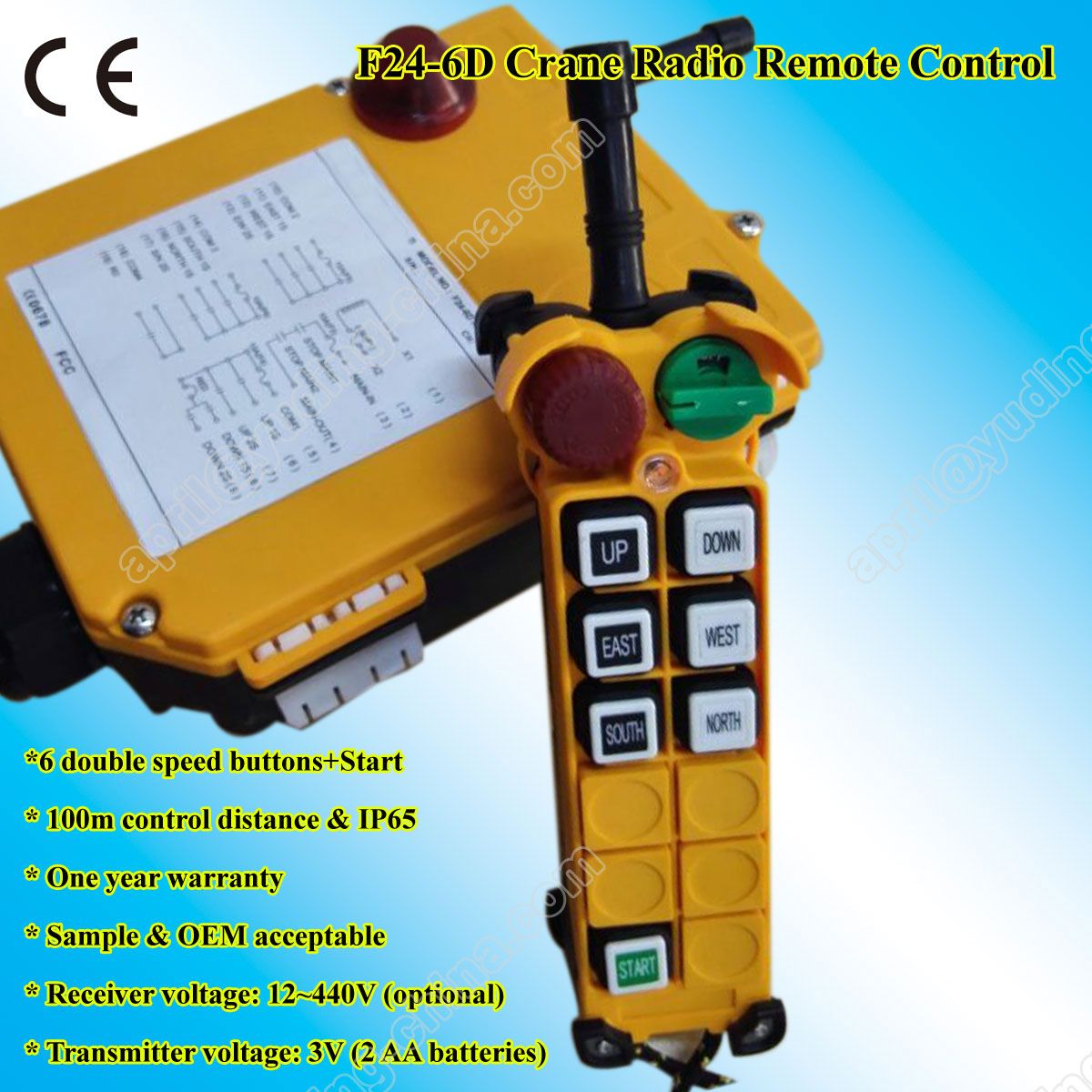 Winch Wireless Remote Control Circuit 12V 24V F24-6D 220 Volts Remote Control on off Switch
