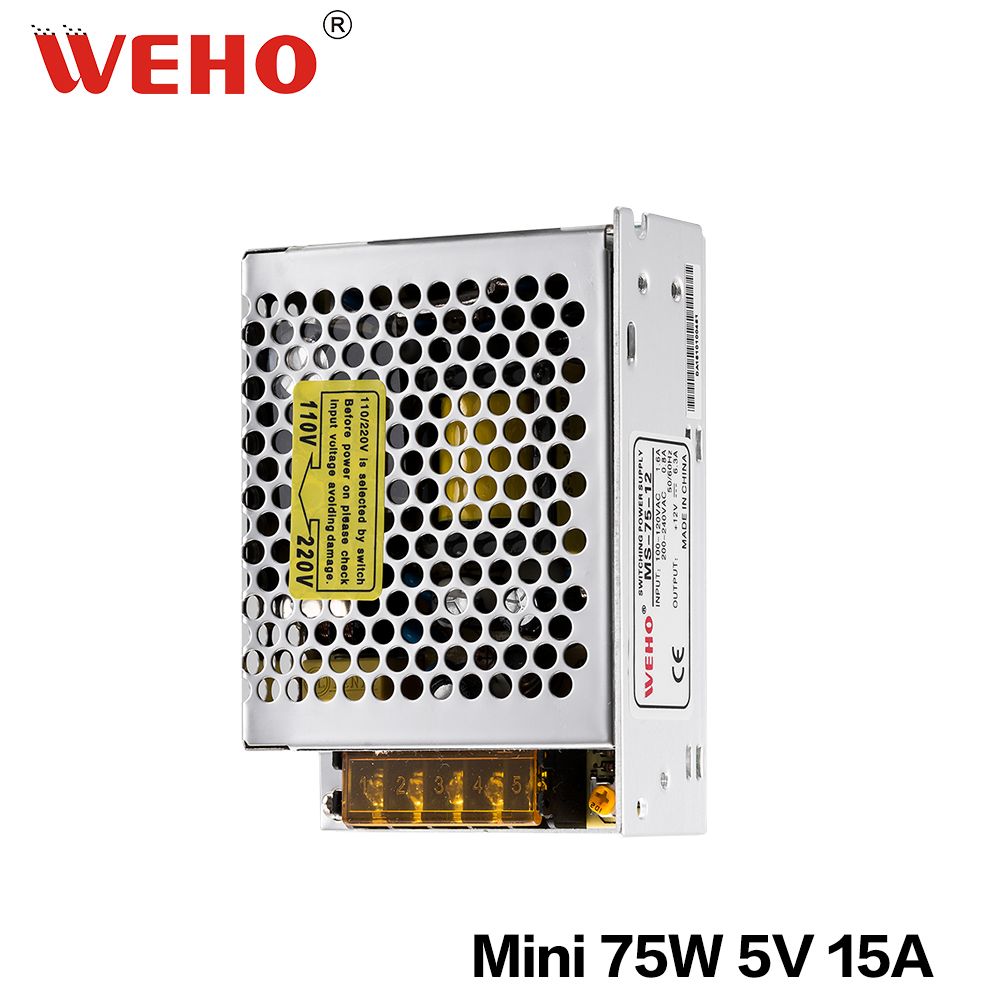 AC 110V 220V Swtich Single to DC Output 5V 75W LED Driver