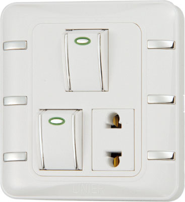 Ee-Hm-K07 2 Gang 16A Wall Switch and Socket