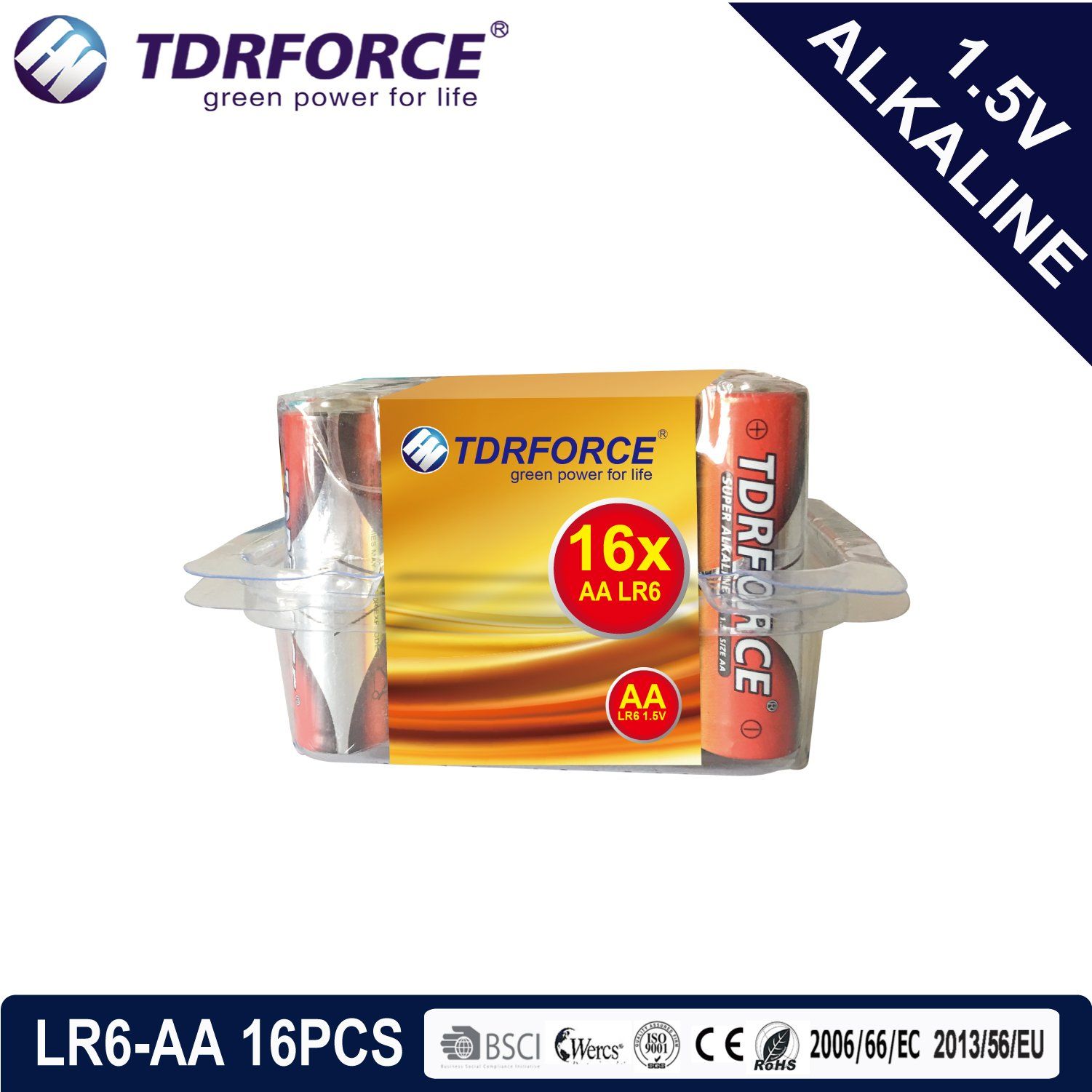 Mercury&Cadmium Free China Factory Ultra Alkaline Battery with PVC Box 16PCS (LR6/AA Size)
