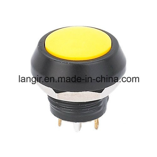 12mm Zin-Al Alloy Crust Push Button Switch with Yellow Actuator