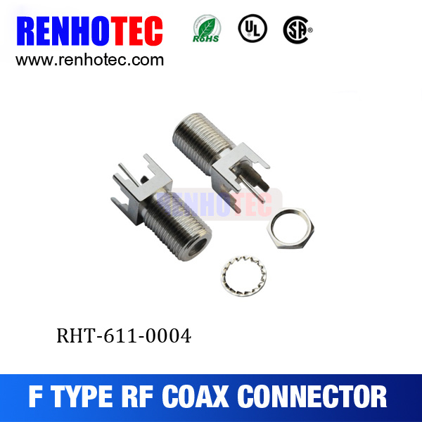 Straight F Type Female Jack Connector PCB Mount