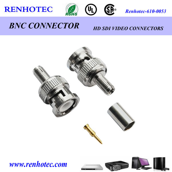 BNC Connector Rg59 BNC Male Plug Coaxial Connector Crimp for Rg59