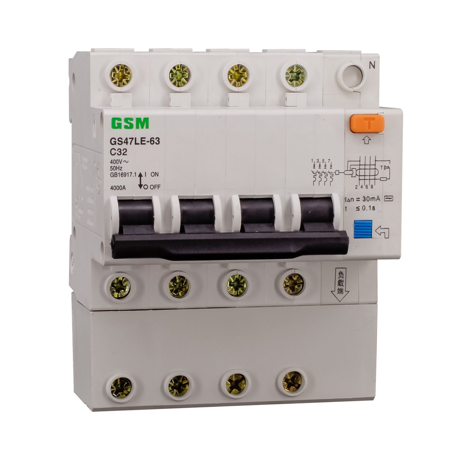 Circuit Breakerminiature Circuit Breaker, MCB, RCD, RCCB, RCBO 3p+N Dz47le-63