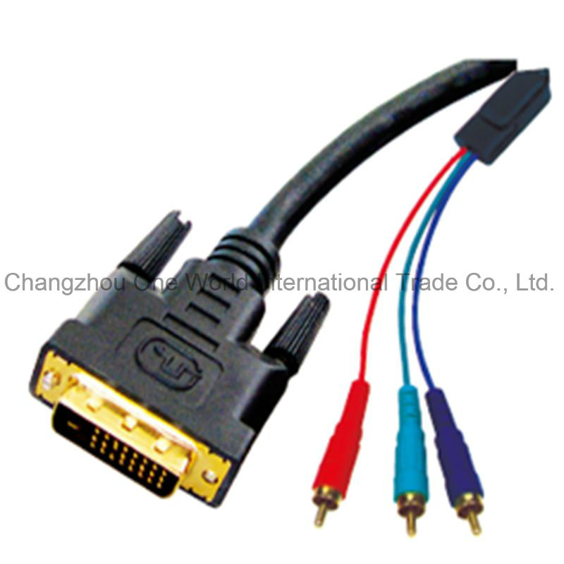 DVI (24+5) Plug-3RCA Plugs Cable