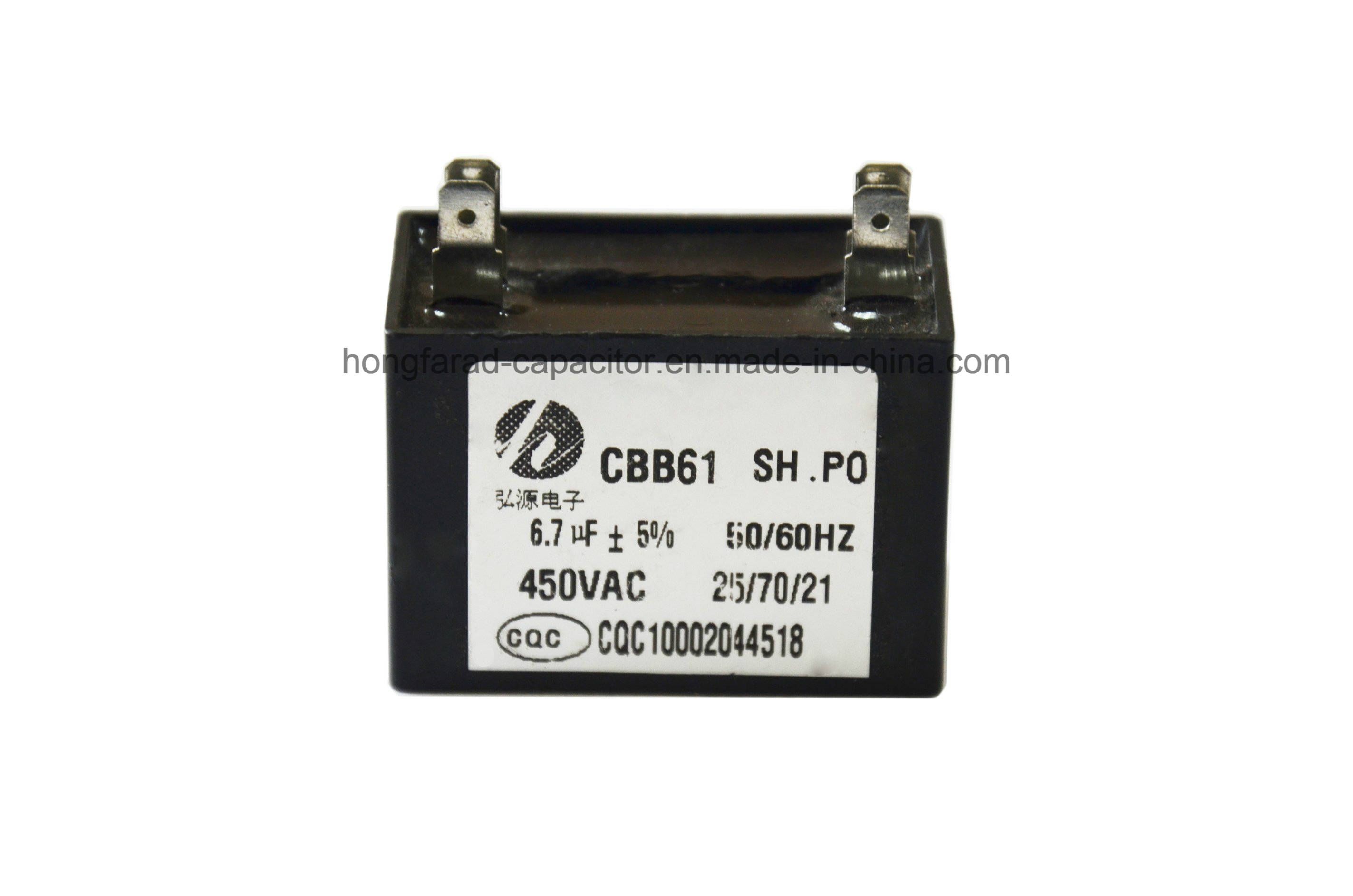 AC Motor Cbb61 Metallized Polypropylener Film Capacitor