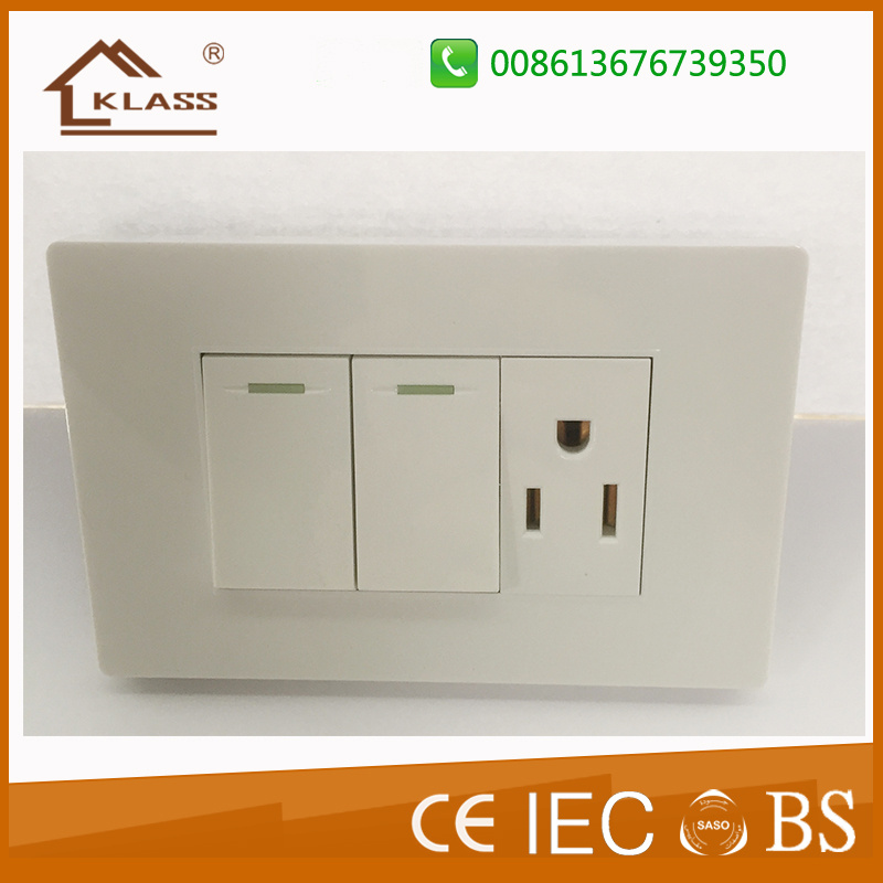Ce Approval 2gang 1way Switch+3 Pole Electric Wall Socket