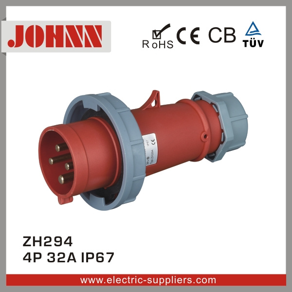 IP67 4p 32A Waterproof Plug for Industrial