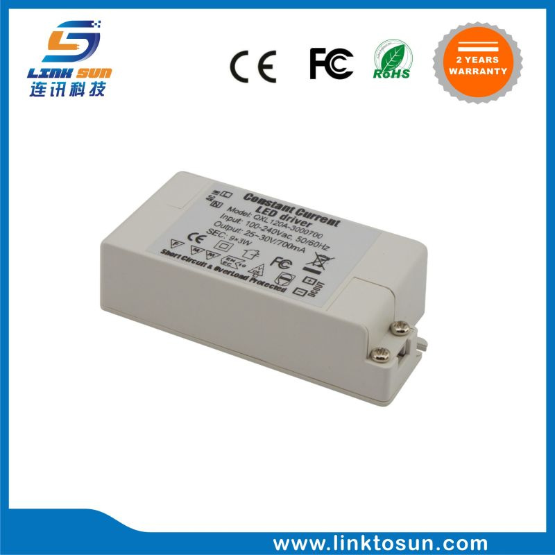 No Flicker Constant Current 9*3W 25-30V 0.7A LED Driver
