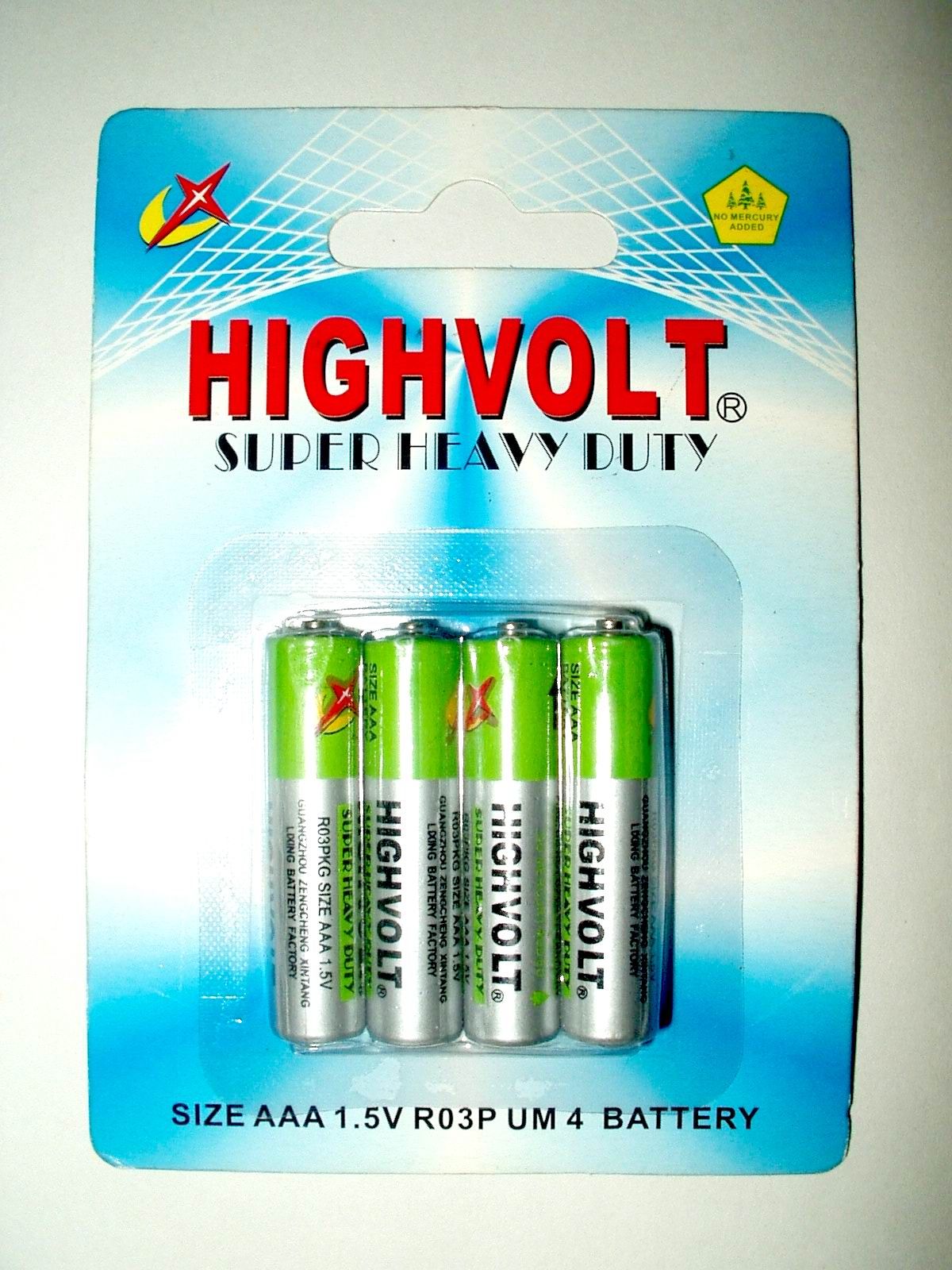 AAA R03 Um4 1.5V Super Heavy Duty Small Card Pack Battery (R03P)