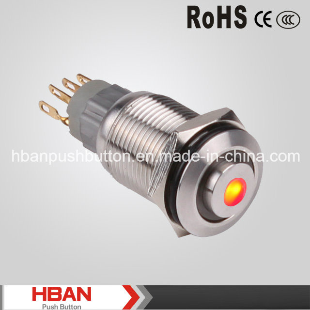 Hban 16mm High Head Push Button Switch with DOT LED Light