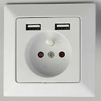 France Wall Socket 2.1A USB Power Charger Socket