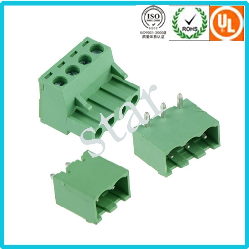 Custom 5.08 mm Pitch Pluggable 3 Pin Green PCB Terminal Block