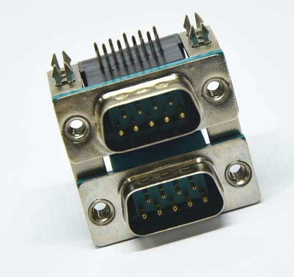 Dual Port Right Angle I/O Connector USB Connector D-SUB Connector