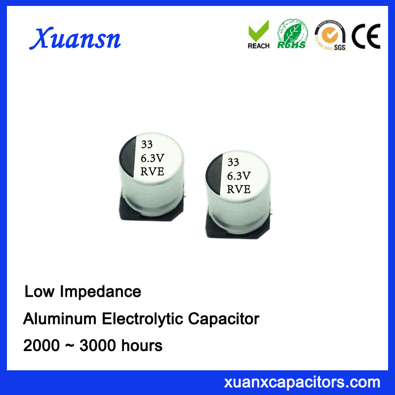 High Frequency SMD 33UF 6.3V Aluminum Electrolytic Capacitor