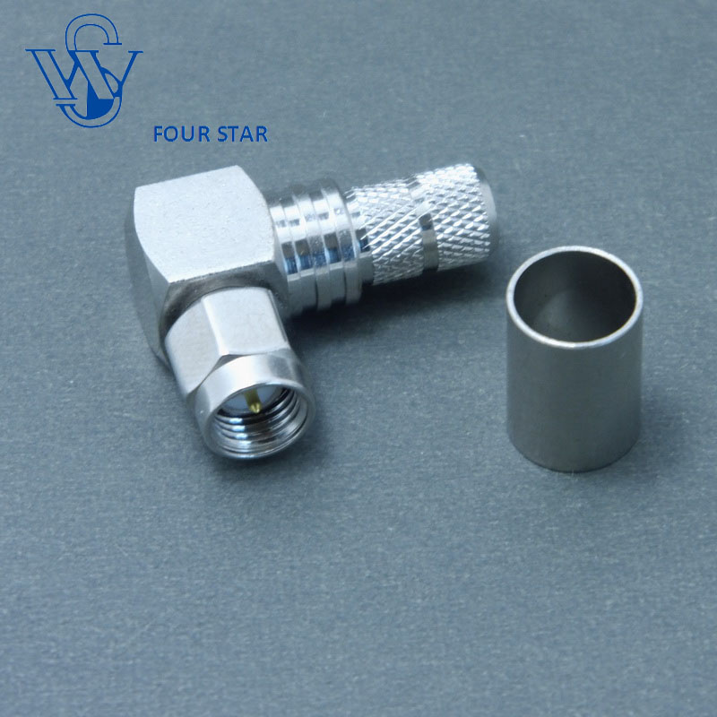 Male Plug Right Angle Crimp SMA Connector for LMR300 Cable