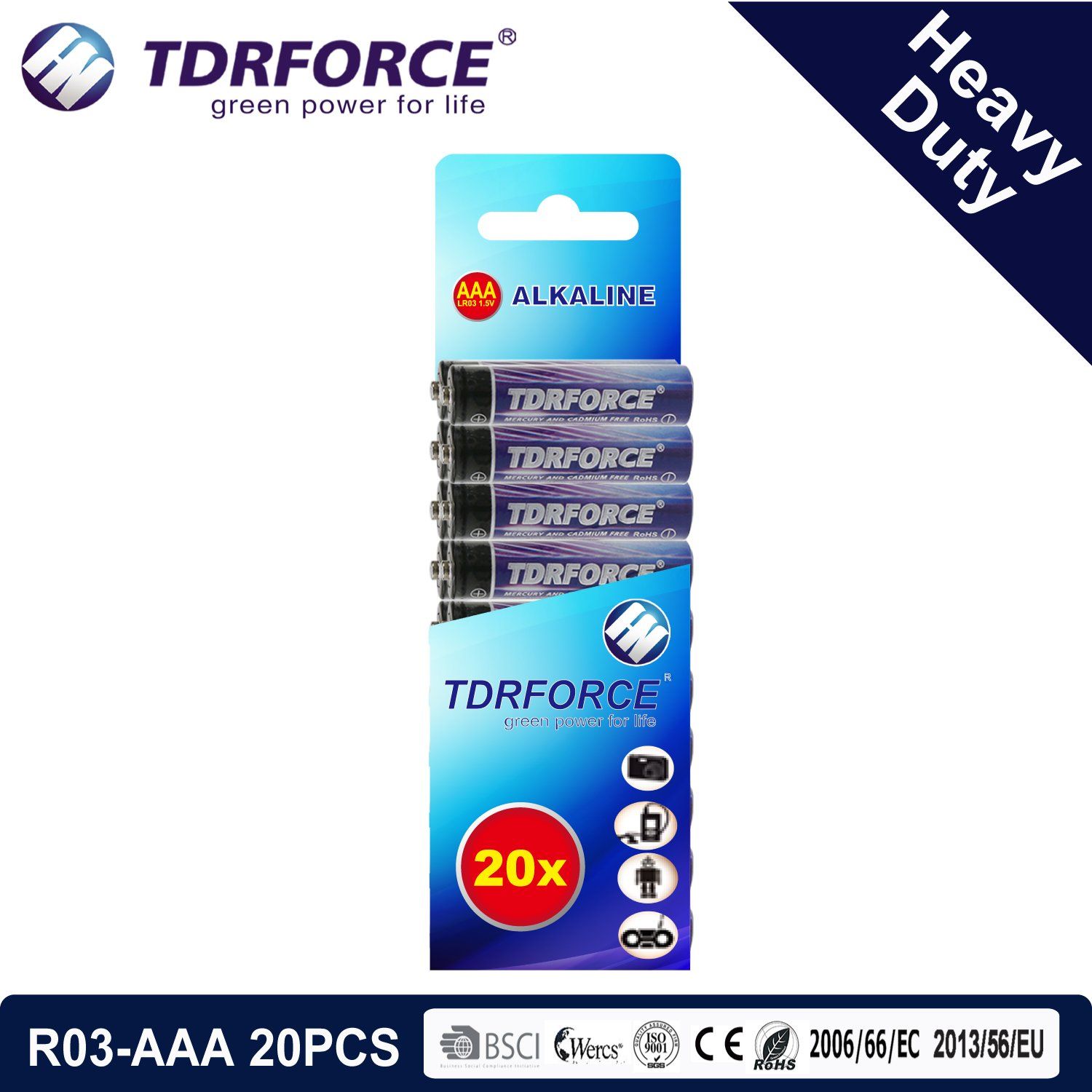 1.5V Heavy Duty Dry Battery with BSCI for Flashlight (R03-AAA 20PCS0