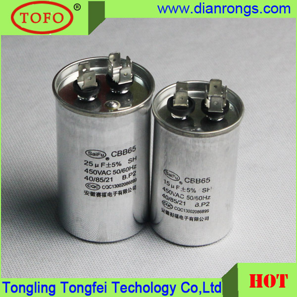 Cbb65 Air Conditioner Capacitor 450VAC Polypropylene Film Capacitor