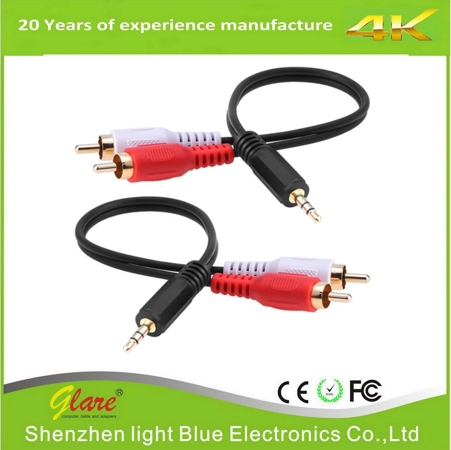 2 RCA Male Cable Stereo Audio Y Cable