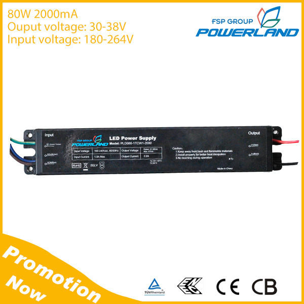 Constant Current LED Driver 80W 2000mA with Ce TUV Certificate