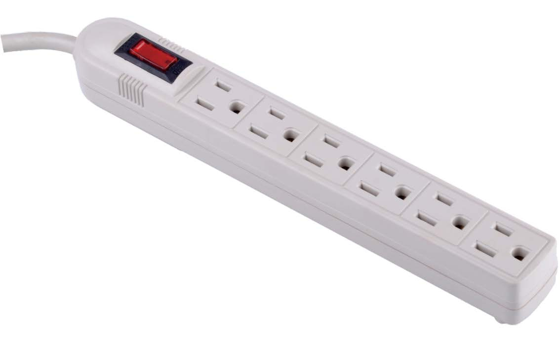 USA Style 6 Outlets Power Strip with Customized Feet Power Cord