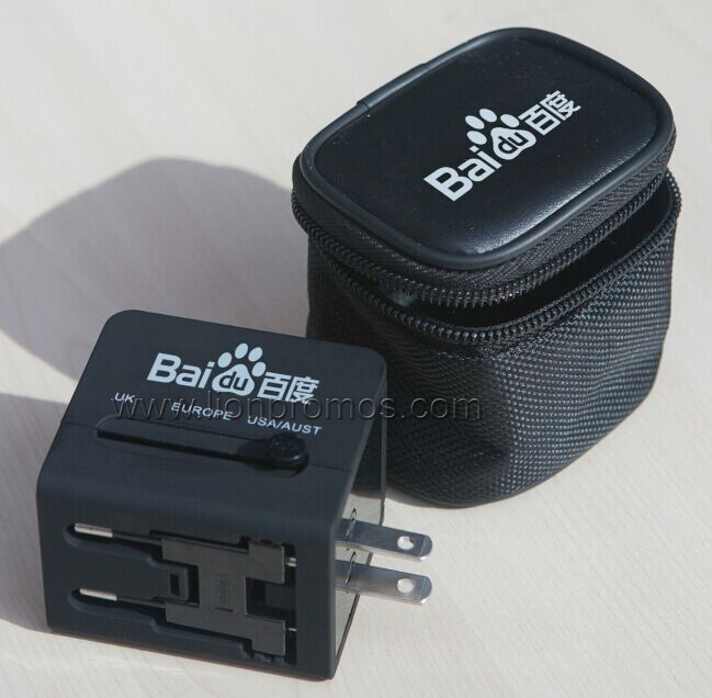 Custom Printing Worldwide Universal Travel Plug Adapter with USB Charger Sp118